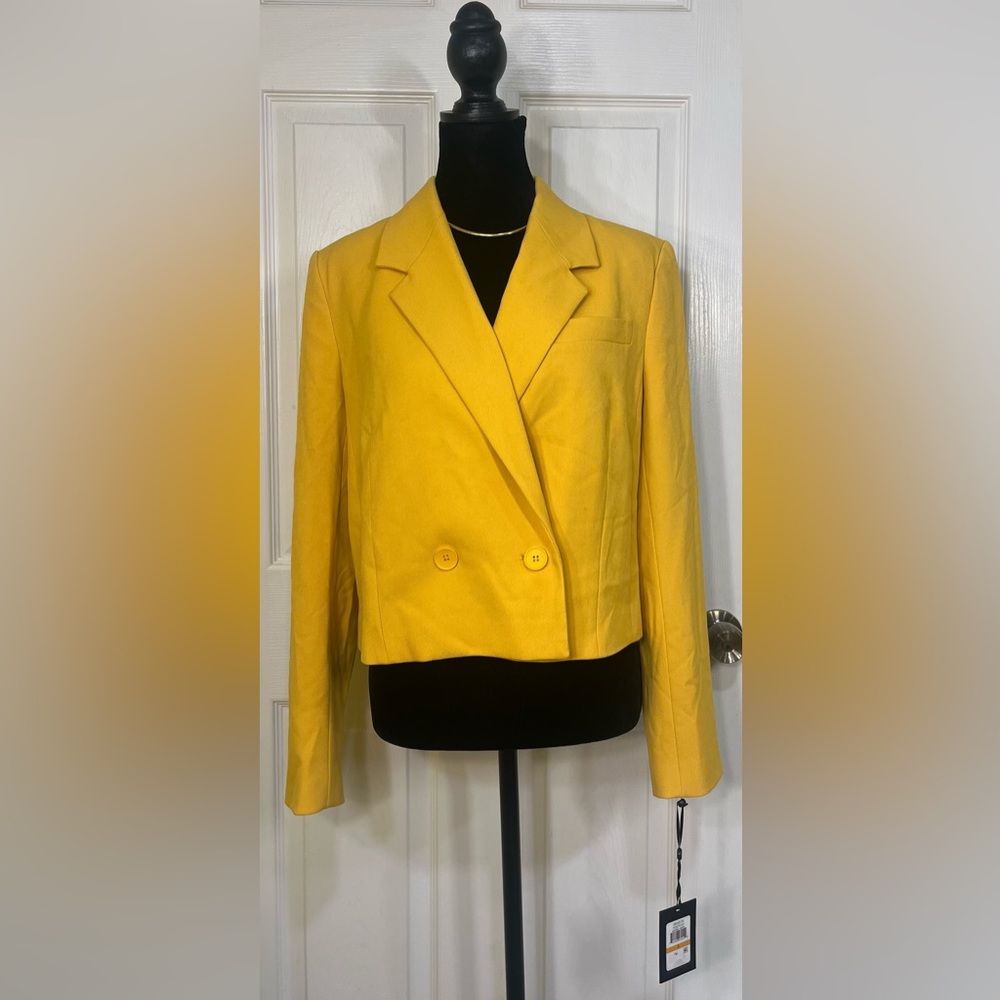 NWT DKNY Yellow Double-Breasted Blazer Size Small - Picture 2 of 12